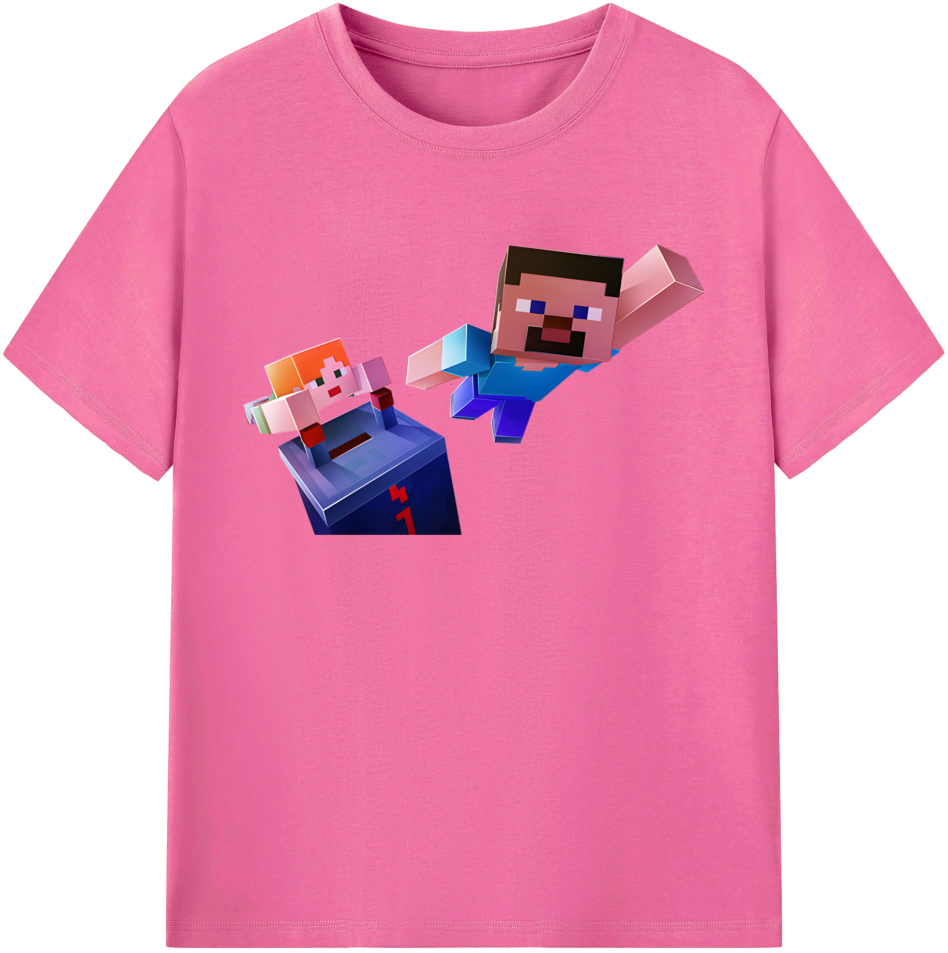 （画像用） マインクラフト ブロックの世界 Minecraft MC Block world レディースカジュアルプリントTシャツ（綿100％）
